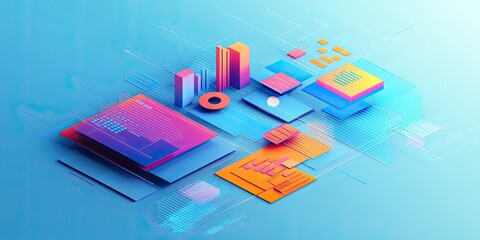 Leinwandbilder - Business presentation on fintech innovations, featuring detailed charts and insights, designed to engage professionally.