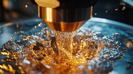 Aufkleber - Detailed view of a 3D printer nozzle demonstrating its function with molten material creating layers, reflecting high precision in manufacturing.