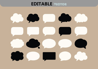 Poster - Collection of Speech Bubbles in Black and White a Variety of Shapes and Styles for Communication Dialogue and Design Elements in Vector Format