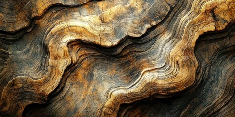 Leinwandbilder - A detailed view of abstract organic patterns reminiscent of wood grain or stone, featuring rich textures and warm tones.