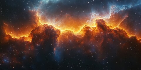 Wall Mural - vibrant cosmic clouds illuminated by stellar light in deep space at dusk