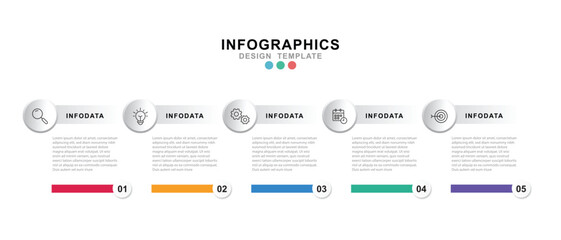Fototapete - Vector Infographic label design template with icons and 5 options or steps. for your business data. Vector Illustration.