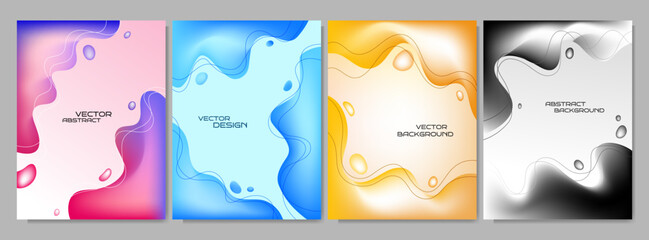 Poster - Vector illustration. Liquid 3d style background template. Flowing colorful fluid shapes and lines. Design elements for poster, cover, magazine, layout, postcard. Trendy abstract colorful wallpaper