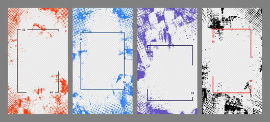 Wall Mural - vector illustration. hand drawn abstract color overlay set with linear frame. ink brush strokes mess