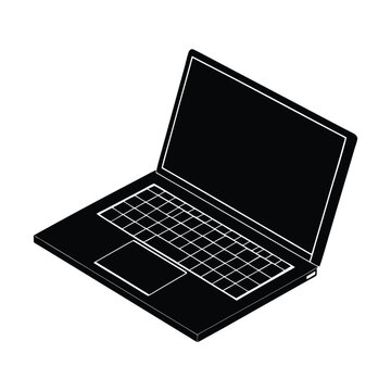 Minimalist Laptop Open Vector Silhouette