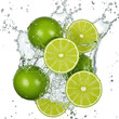 © PNGHut - Fresh limes with water splash photography for food and drink images on transparent background