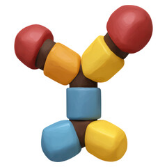 Poster - colorful 3d molecular structure model representing chemical bonds and atoms, isolated on transparent