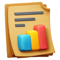 Poster - Colorful Bar Graphs on Report Paper for Data Visualization Concepts, isolated on transparent background.