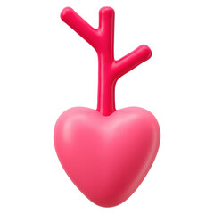 Poster - Bright Pink Heart Shape with Unique Branch Design for Creative Projects, isolated on transparent background.