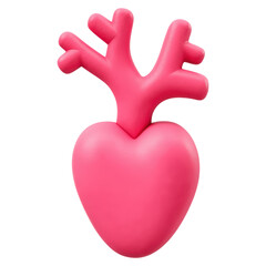 Poster - Abstract Pink Heart with Branches Ideal for Creative Digital Designs, isolated on transparent background.