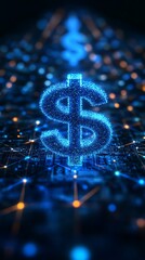 Poster - Abstract dollar sign on a digital network