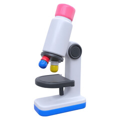 Poster - colorful educational microscope model for science classroom and children, isolated on transparent ba