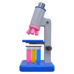 Poster - Colorful Laboratory Microscope with Test Tubes in Bright Laboratory Setting, isolated on transparent background.