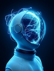 Poster - Futuristic astronaut helmet glows with energy