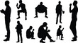 © Fayej - Businessman Silhouette, People Eating Vector Silhouette.