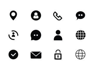 Poster - Twelve simple contact icons set isolated on white background
