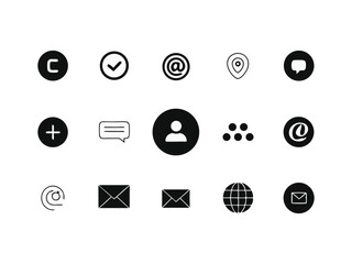 Poster - Collection of contact us icons set isolated on white background
