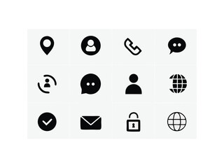 Poster - Twelve simple contact us icons set isolated on white background
