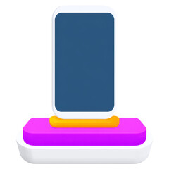 Poster - Modern Smartphone Display on Colorful Stand with Minimalist Style, isolated on transparent background.