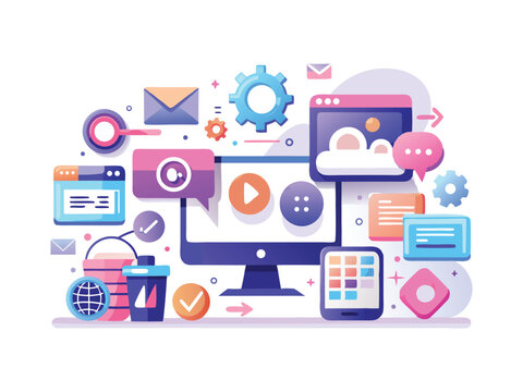 Digital marketing strategy illustration isolated on white background
