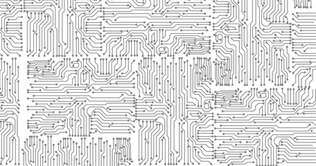 Poster - circuit board pattern dots and lines for technology background. black dots and lines isolated on whi