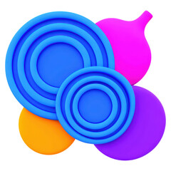 Poster - Colorful Abstract Circles and Organic Shapes in Playful Arrangement, isolated on transparent background.