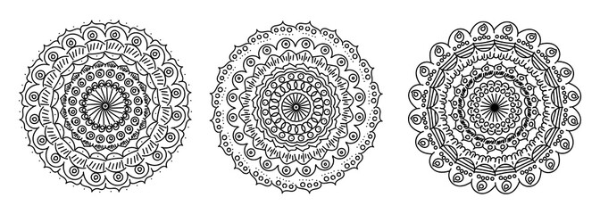 Fototapete - Circular Symmetry Intricate Black and White Designs on Transparent Backdrop for Decorative Art Projects and Detailed Visual Compositions
