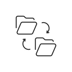 Poster - This icon effectively represents file management, showcasing two folders with arrows indicating exchange and rotation, highlighting organization and safety in data handling and storage