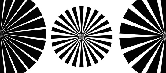 Fototapete - Radial Burst Design Trio A Set of Three Striking Sunburst Patterns on a Transparent Backdrop for Dynamic Visual Effects and Graphic Compositions