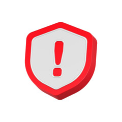 Poster - alert sign with shield icon 3d rendering