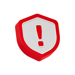 Poster - alert sign with shield icon 3d rendering