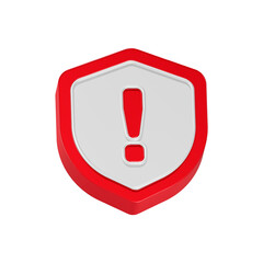 Poster - alert sign with shield icon 3d rendering