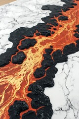 Poster - Molten river landscape on marble