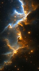 Wall Mural - Stunning view of a colorful nebula in deep space filled with stars and cosmic gases at night