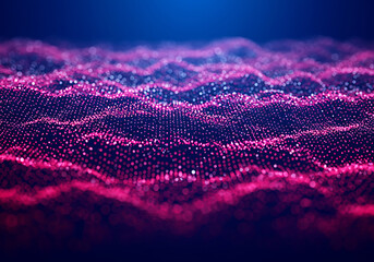 Fototapete - Abstract Pink Particle Wave Futuristic Technology Background