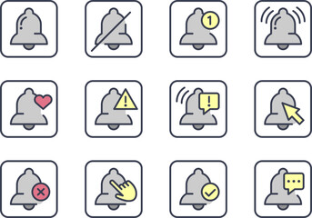 Poster - Notification Bell Icons A Collection of 12 Diverse Designs