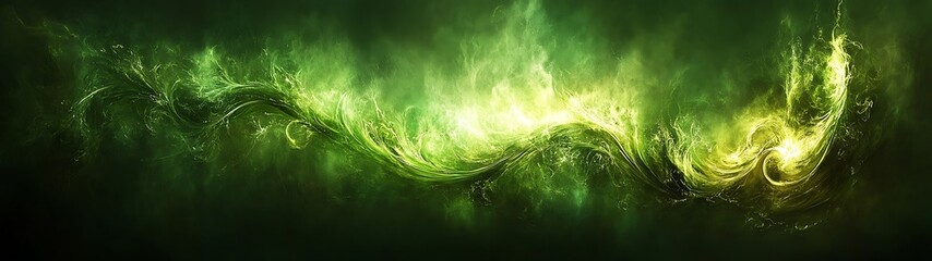 Aufkleber - Abstract Green and Yellow Flowing Design