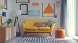 © Lasvu - Scandinavian-inspired living room with retro armchair and decor