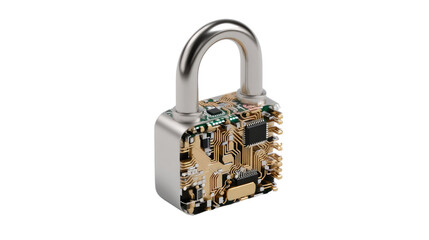 digital fortress: a close-up shot of a futuristic padlock showcases the fusion of physical security 