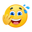 © STOCK CART - Relieved Happy Emoji Wiping Sweat or Tear