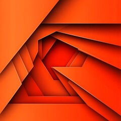 Poster - An abstract geometric design features layered orange and red shapes