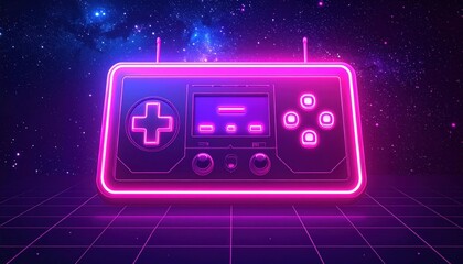 Poster - Retro Gaming Controller Neon Light Design