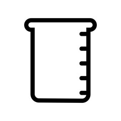 Black and White Illustration of a Measuring Beaker Icon with Markings