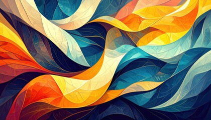 Poster - Dynamic flowing abstract art modern gallery digital artwork colorful waves vibrant environment contemporary design