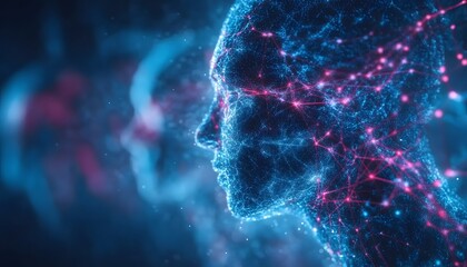 Aufkleber - Digital Human Profile with Neural Network Visualization and Effects