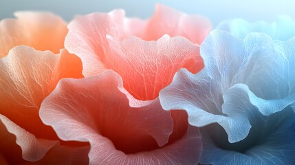 Poster - Delicate floral abstract, highlighting graceful curves and soft textures in vibrant hues. Perfect for adding an artistic, serene touch and visual interest to any backdrop or design projects.