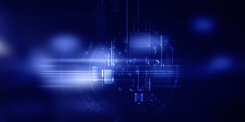 Aufkleber - 2d illustration Abstract futuristic electronic circuit technology background