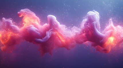 Poster - An ethereal interplay of smoke and light creates an abstract and mesmerizing effect. The blend of colors and textures evokes a dreamlike quality with gentle movement. This is a vibrant abstract theme.