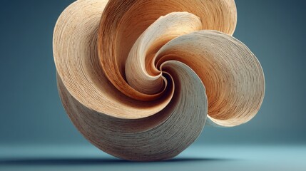 Poster - Beautifully crafted wooden spiral showcasing natural grain and artistic design in a unique home decor piece