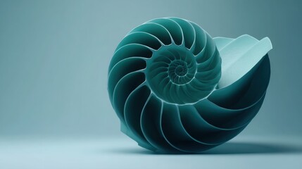 Poster - Green nautilus displaying a double spiral structure that exemplifies nature's intricate design patterns